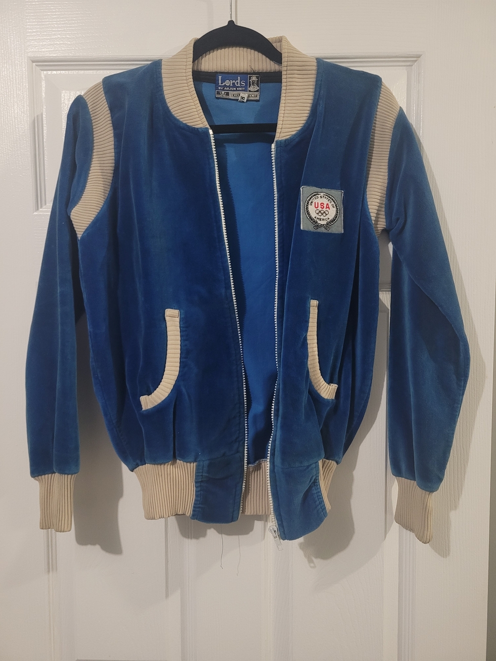 Vintage 1984 Lords by Arjun Knit USA Olympic Velvet Bomber Jacket